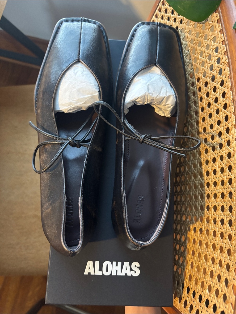 Sway Vintage Effect Brown Leather Ballet Flats - 38